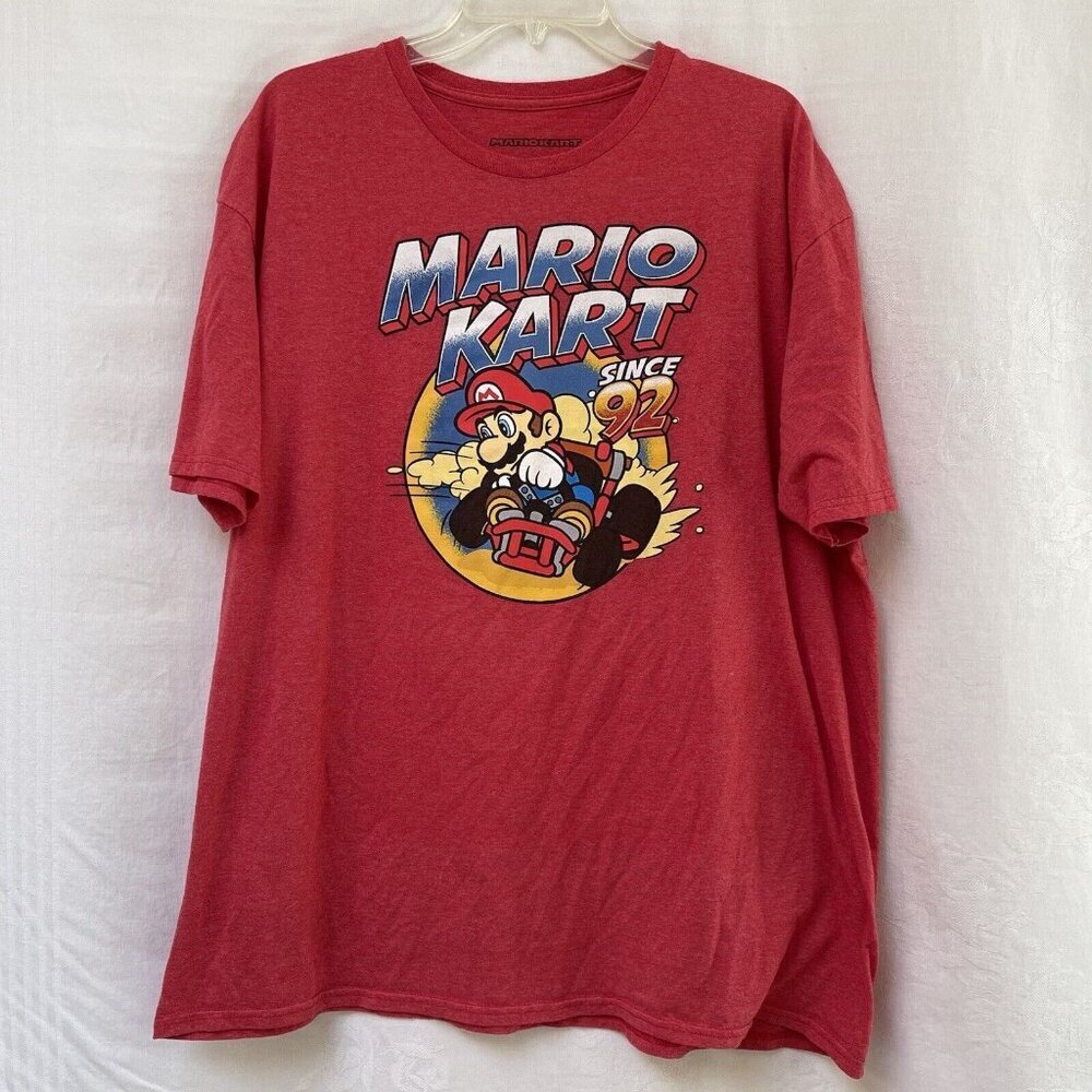 Nintendo Red Mario Kart Since 92 Gamer Tee T Shirt Mens 2X Casual Vacation Y2K